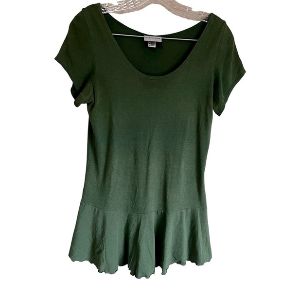 Xylem Green Bamboo Organic Cotton Peplum Top - Picture 1 of 5